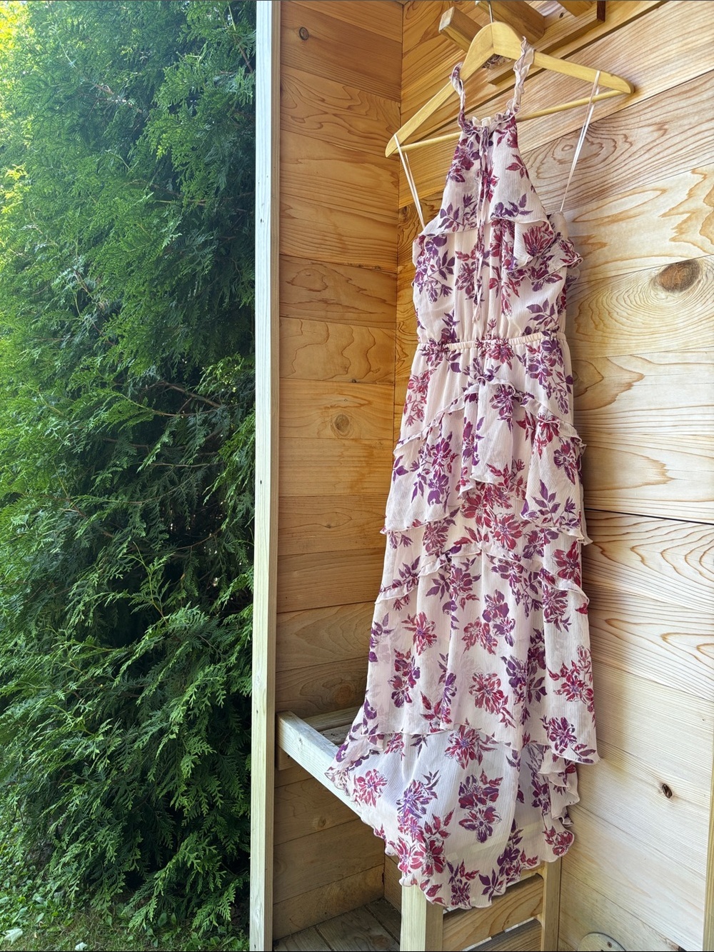 Express Pink Floral High Low Halter Midi Dress XS
